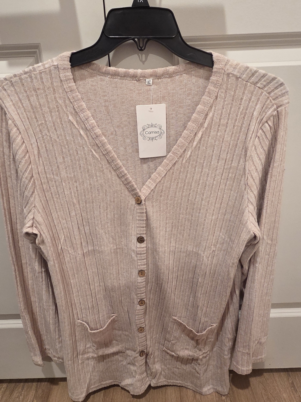 Camisa Ribbed Light Blush Button-Front Cardigan - Picture 2 of 6